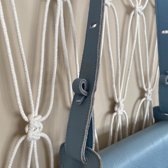 Jill Haber crossbody tassel bag in slate gray blue. High end leather bag! - Picture 6 of 10